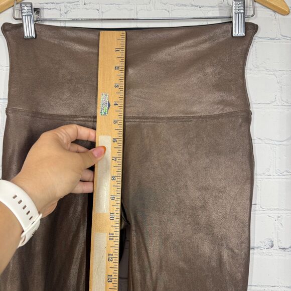 Spanx Ready to Wow Faux Leather Legging Women Large Brown High Waist Shaping - Picture 4 of 15